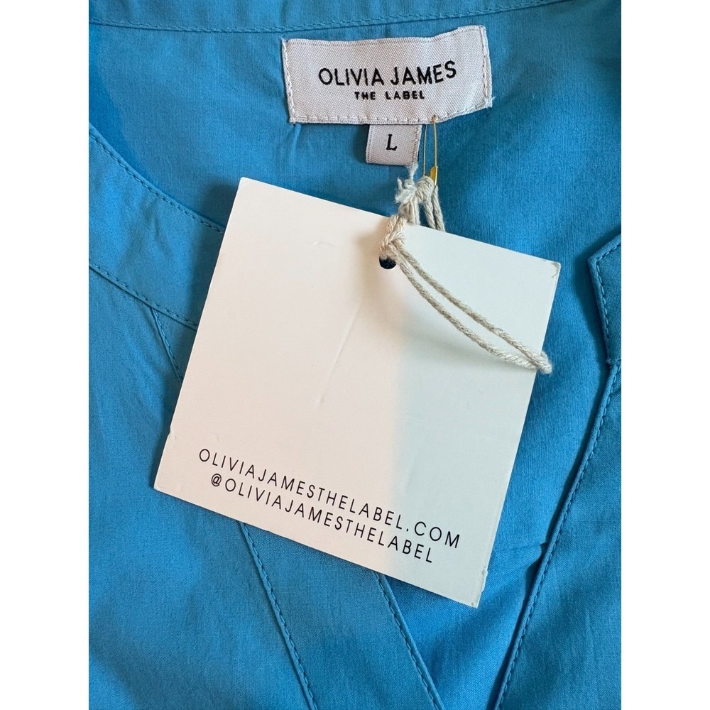 NWT Olivia James Womens Blue Belt Flap Pocket Utility Chic Mini Dress Size Large - Picture 11 of 16